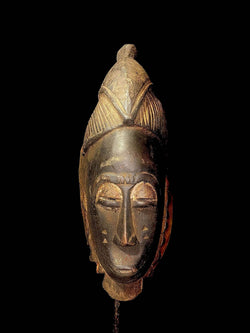 African Mask Hand Carved Wall Hanging Wood GURO Zaouli