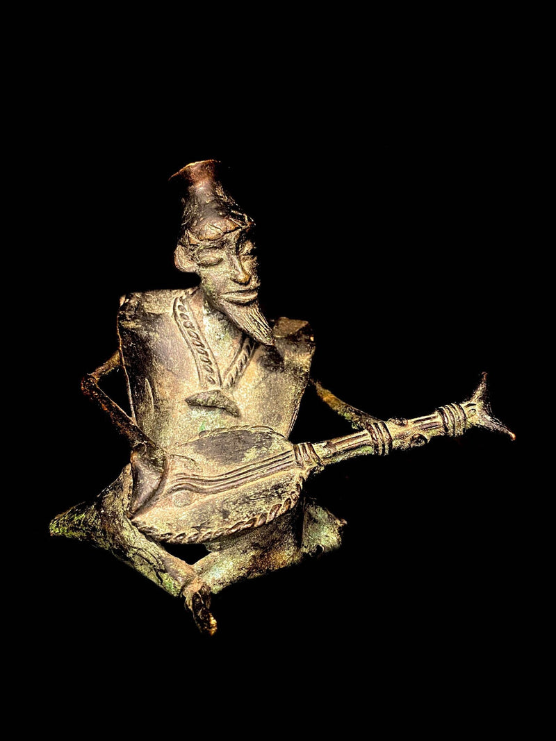 A specia African Tribal Bronze Musician Kora Player full