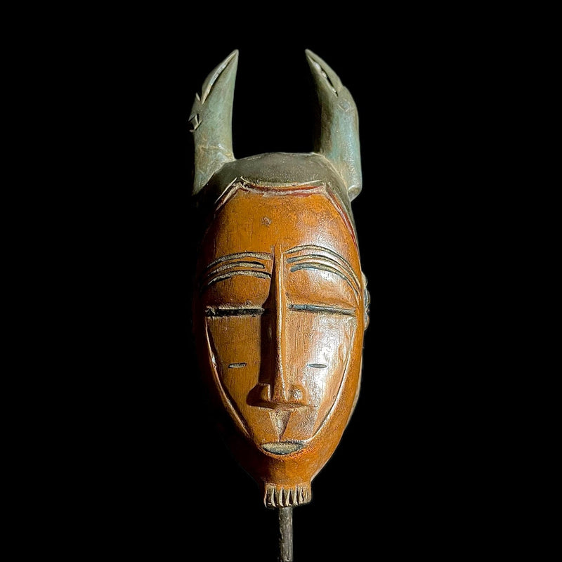 African Baule Ndoma Tribal Face Mask Wood Hand Carved Wall
