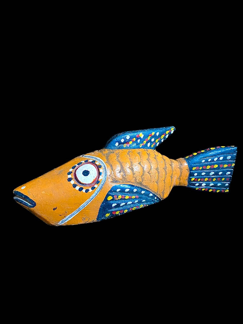 African Bozo Fish puppet Statue Wood Handmade Primitive