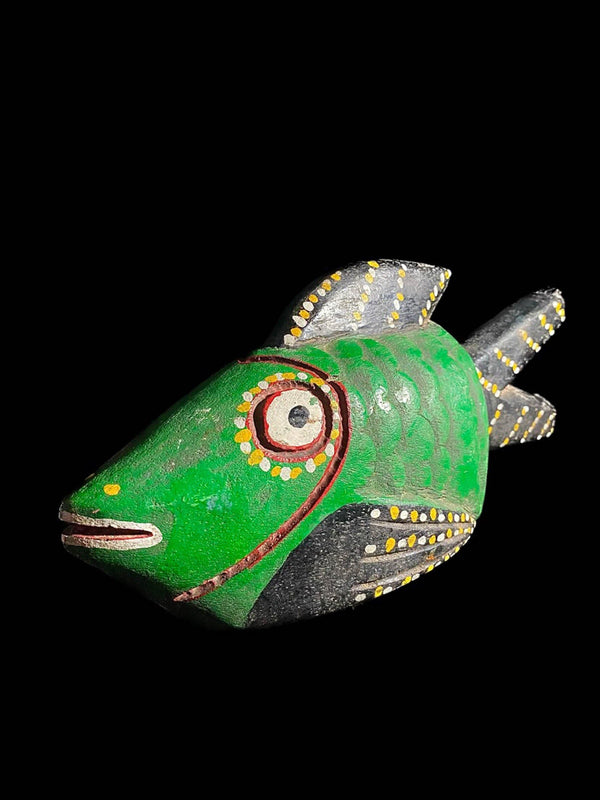 African Bozo Fish puppet Wood Handmade Primitive