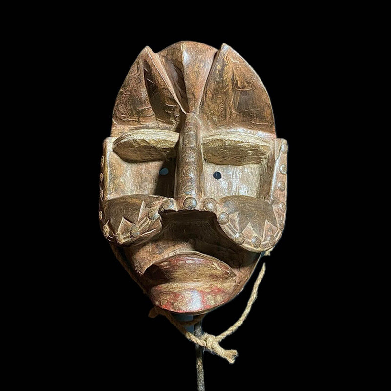 African Tribal Face Mask Wood Hand Carved Vintage Wall Decor