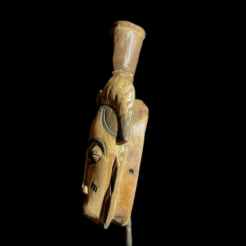 African Face Mask Wood Hand Carved Vintage Baoulé mask