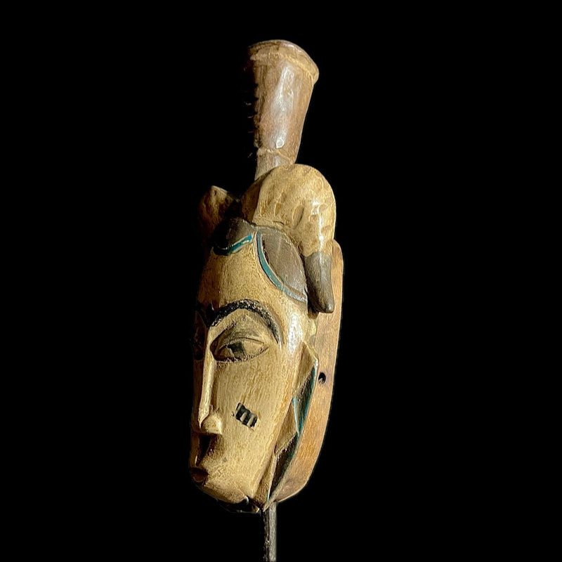 African Face Mask Wood Hand Carved Vintage Baoulé mask