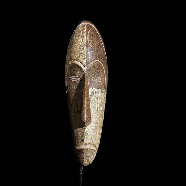 African Fang Nigil Mask Tribal Vintage Wood Carved Hanging