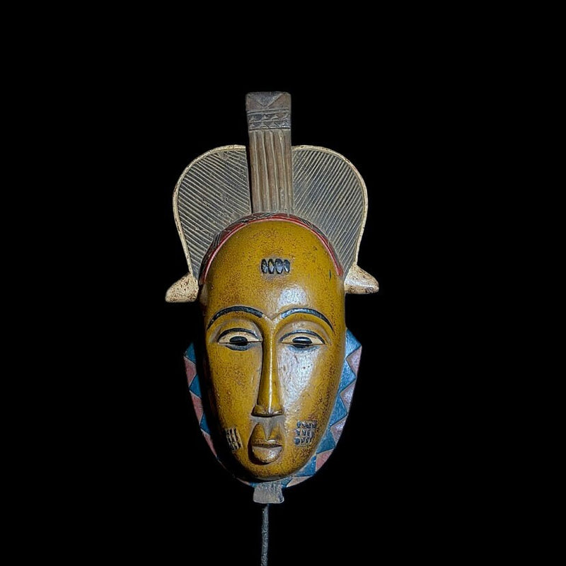 African Mask Antiques Tribal Face Vintage Wood Carved Yaure