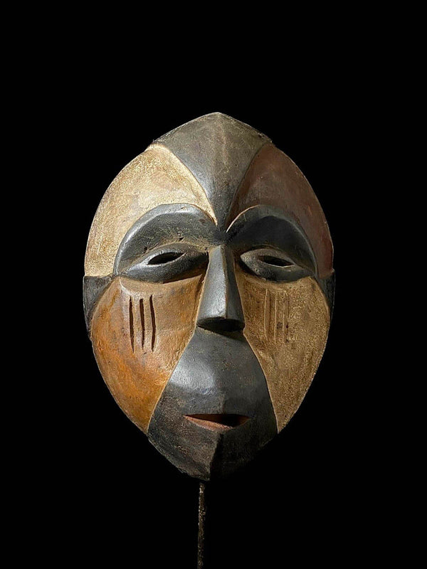 African Mask Face Tribal Wood Hand Carved Vintage Wall