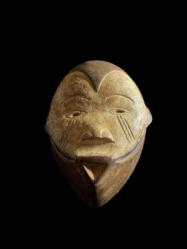 African Mask Tribal Face Mask Wood Igbo Red and White Spirit