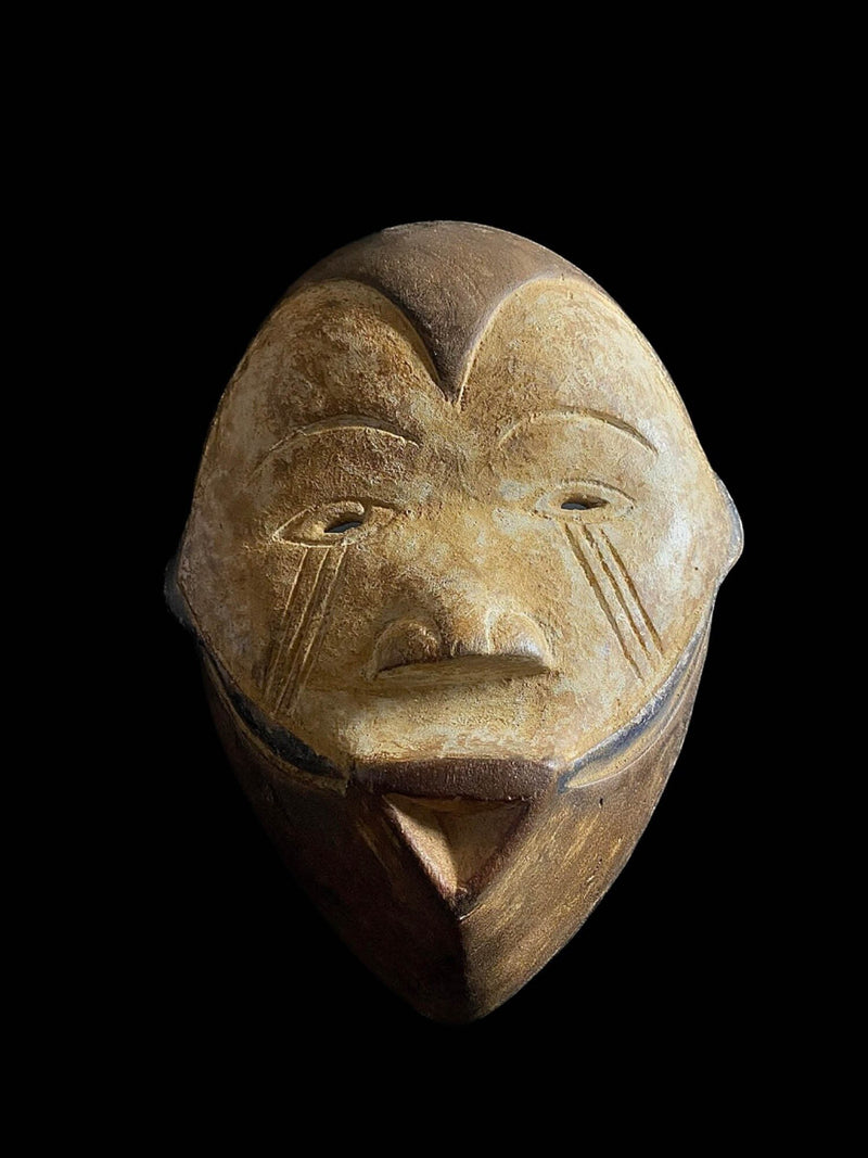 African Mask Tribal Face Mask Wood Igbo Red and White Spirit
