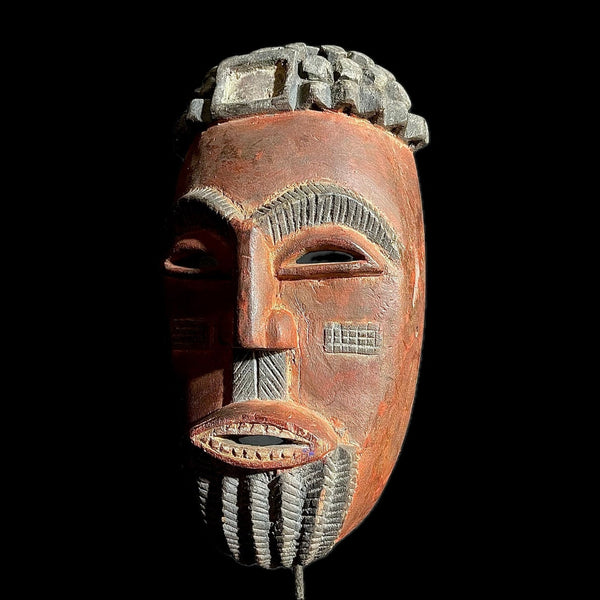 African Mask Tribal Wood Hand Carved Wall Hanging Lega