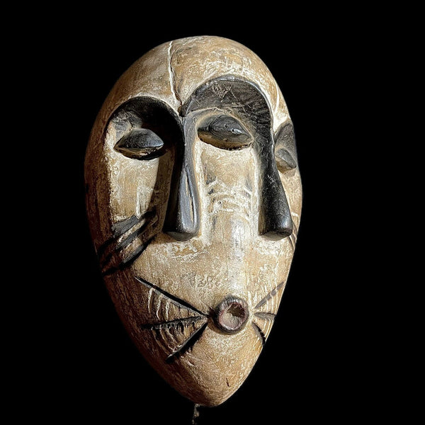African Mask Tribal Wood Hand Carved Wall Hanging Lega