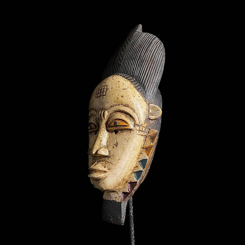 African Mask Wood Hand Carved Guro Mask Primitive Art Wall