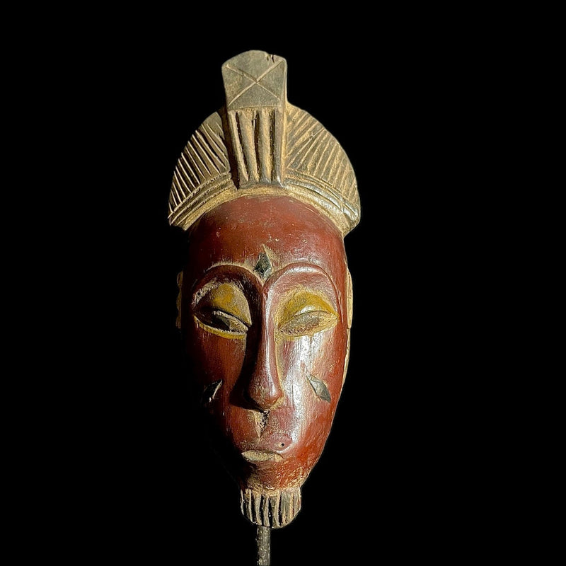 African Mask Wood Hand Carved Vintage Wall Hanging Guro