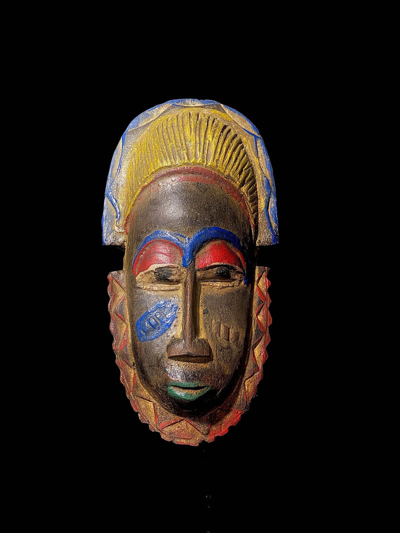 African Mask Wood Hand Carved Vintage Wall Hanging NGIL