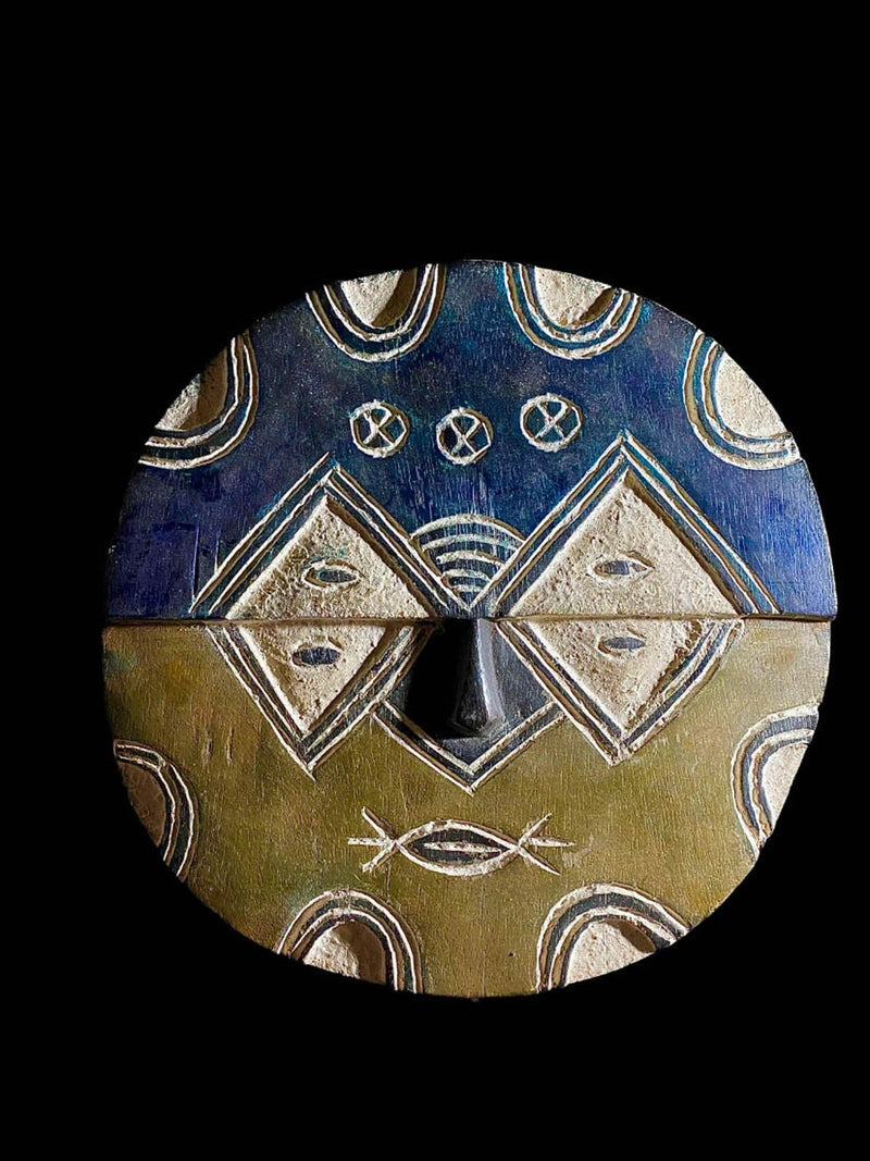 African Mask Wood Hand Carved Wall Hanging Teke Tsaye Mask