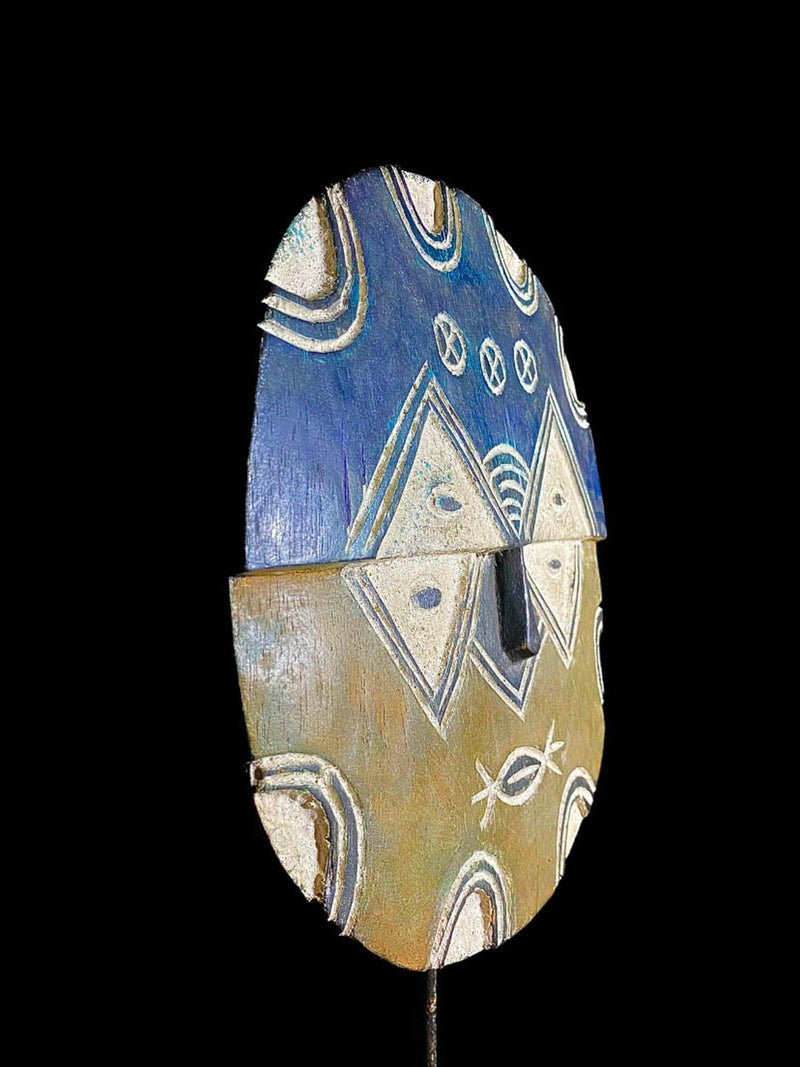 African Mask Wood Hand Carved Wall Hanging Teke Tsaye Mask