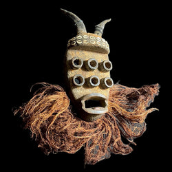 African Masks Tribal Face Vintage Carved Wood Hanging Grebo