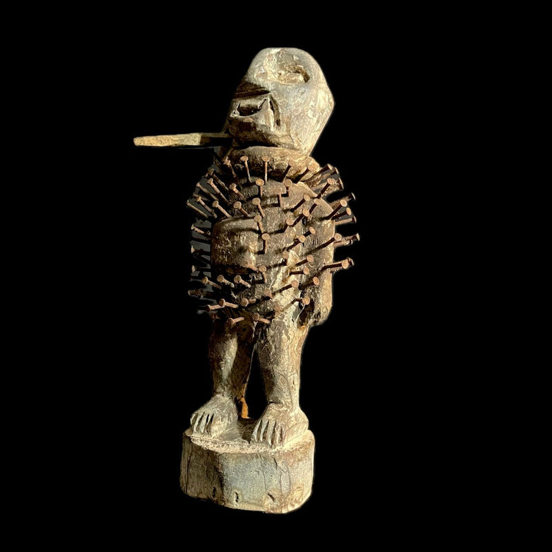 African Tribal Art Wooden Carved Power Figure Nkisi Nkondi