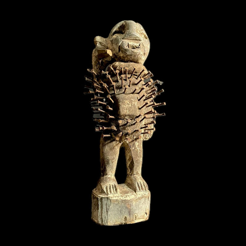 African Tribal Art Wooden Carved Power Figure Nkisi Nkondi