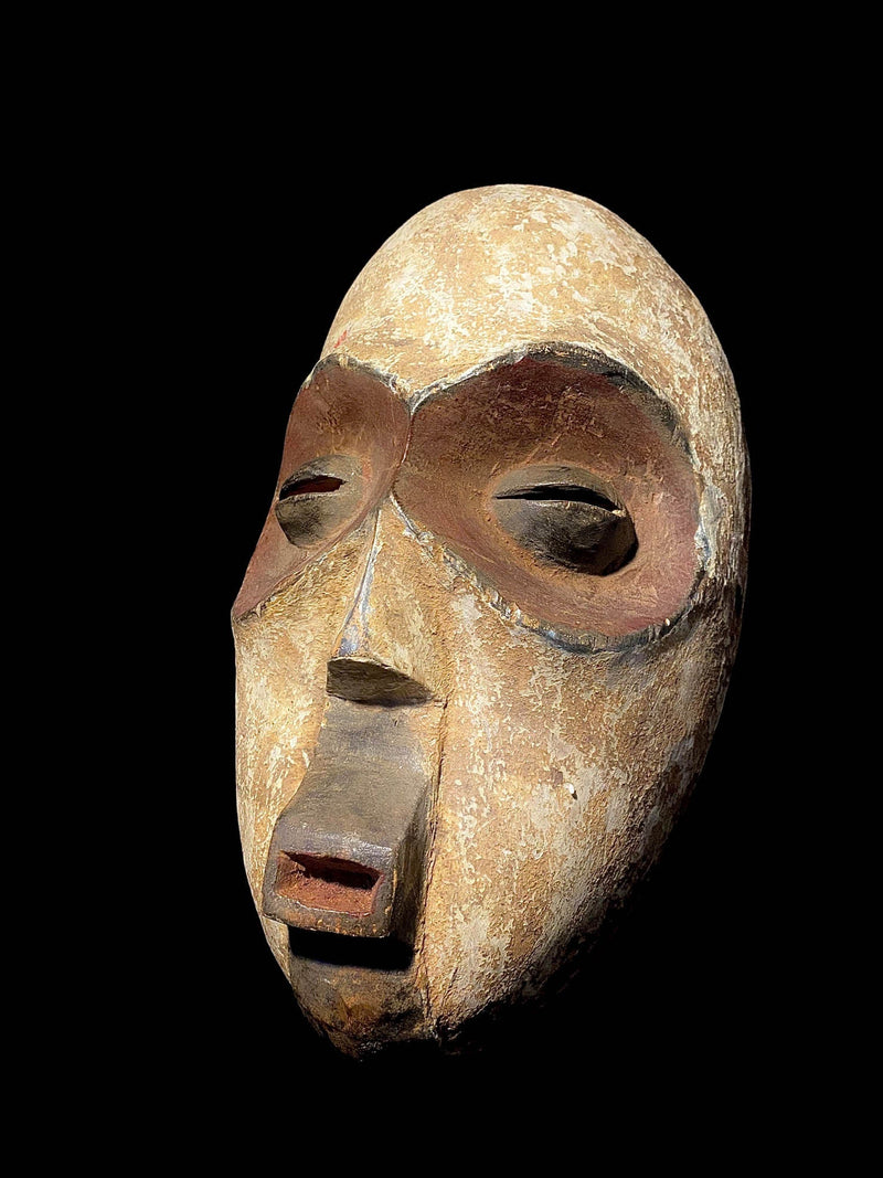 African Tribal Face Mask Wood Hand Carved Vintage Mask Lega