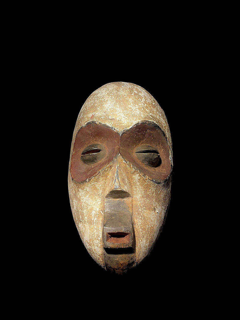 African Tribal Face Mask Wood Hand Carved Vintage Mask Lega