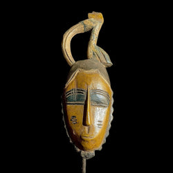 African Tribal Face Mask Wood Baule Style Mask Akan peoples