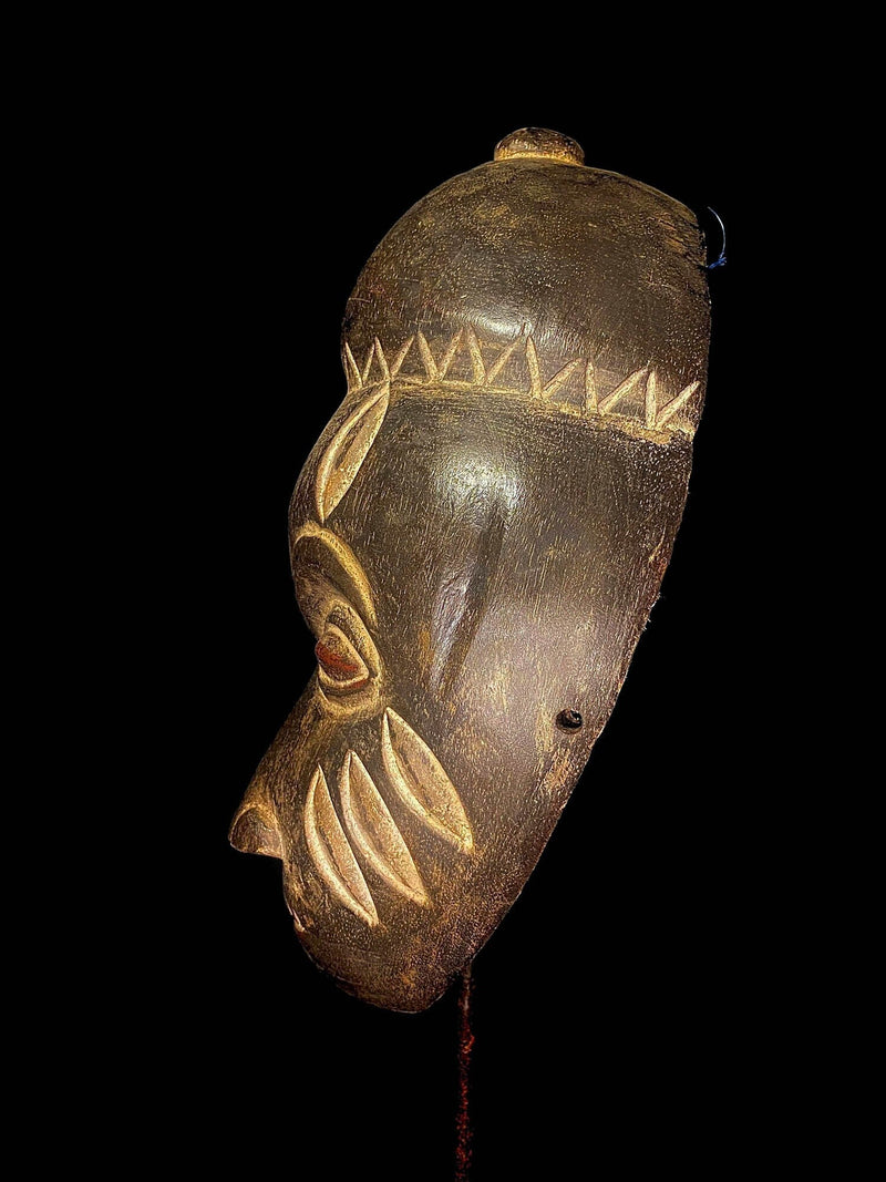 African Tribal Face Mask Wood Hand Carved Vintage Wall