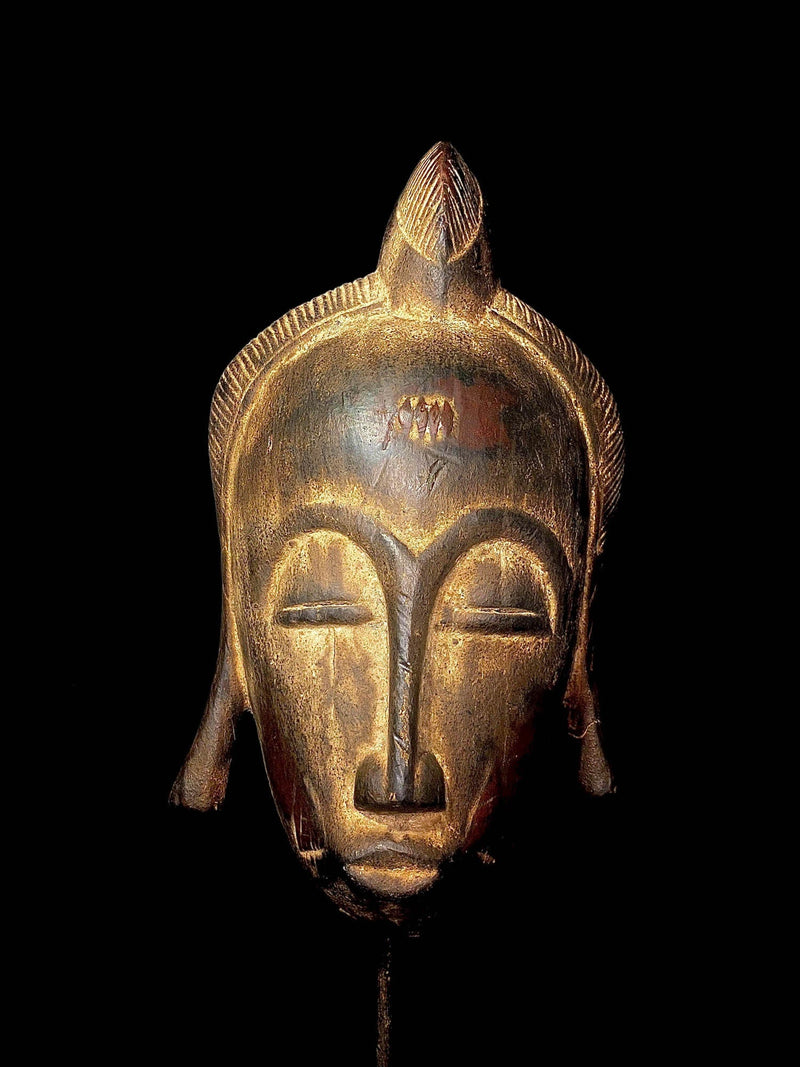 African Tribal Face Mask Wood Hand Carved Wall Baule A West