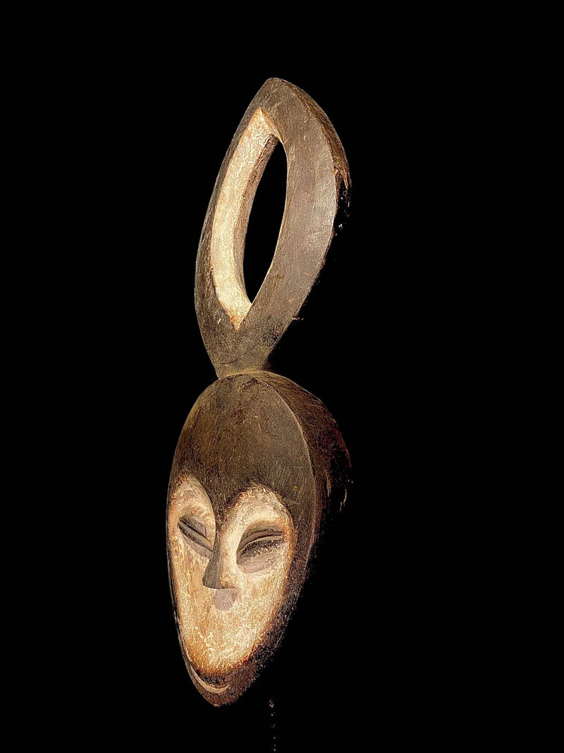 African Wood Face Mask Carved Vintage Wall Decor A Fine