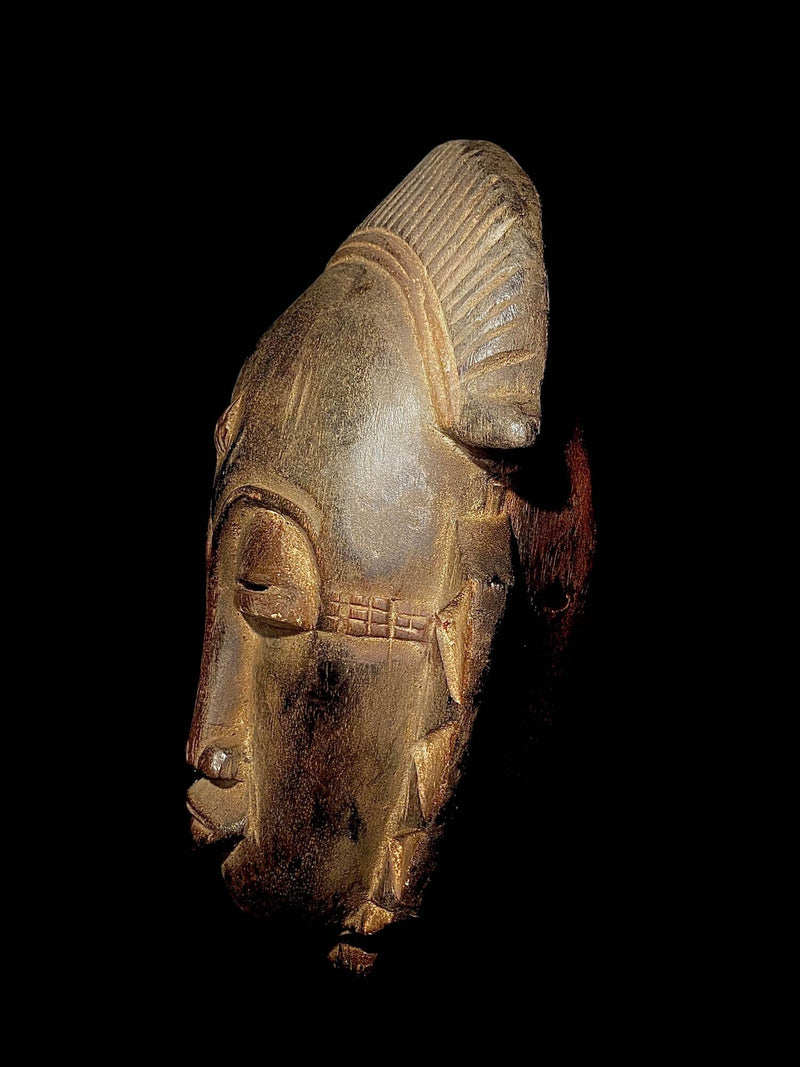 African Wooden Hand Carved Vintage Large Baoulé Ndoma mask