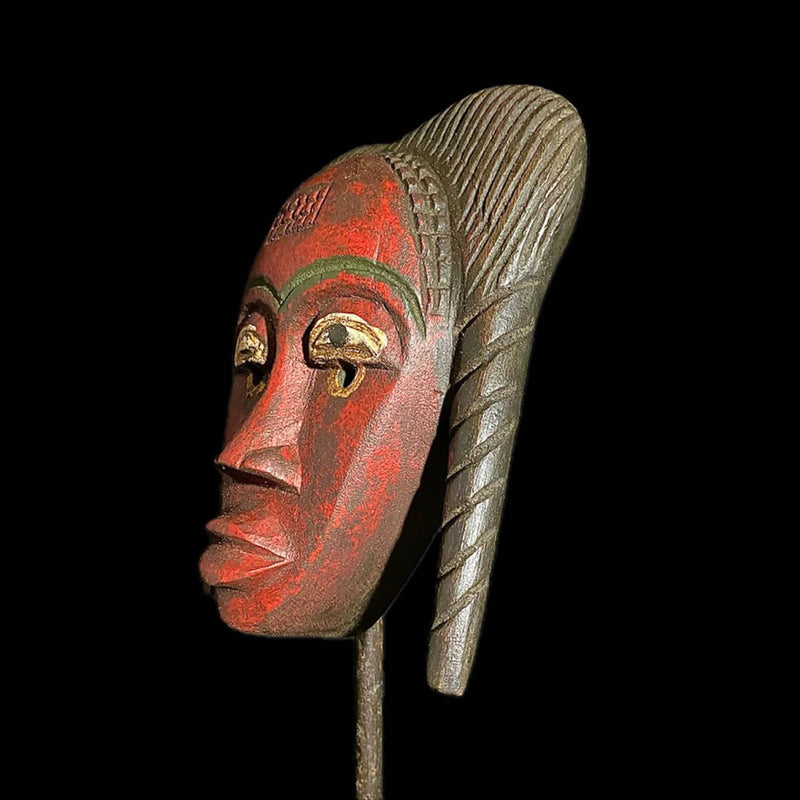African Wooden Mask Tribal Wood Carved Hanging Guro