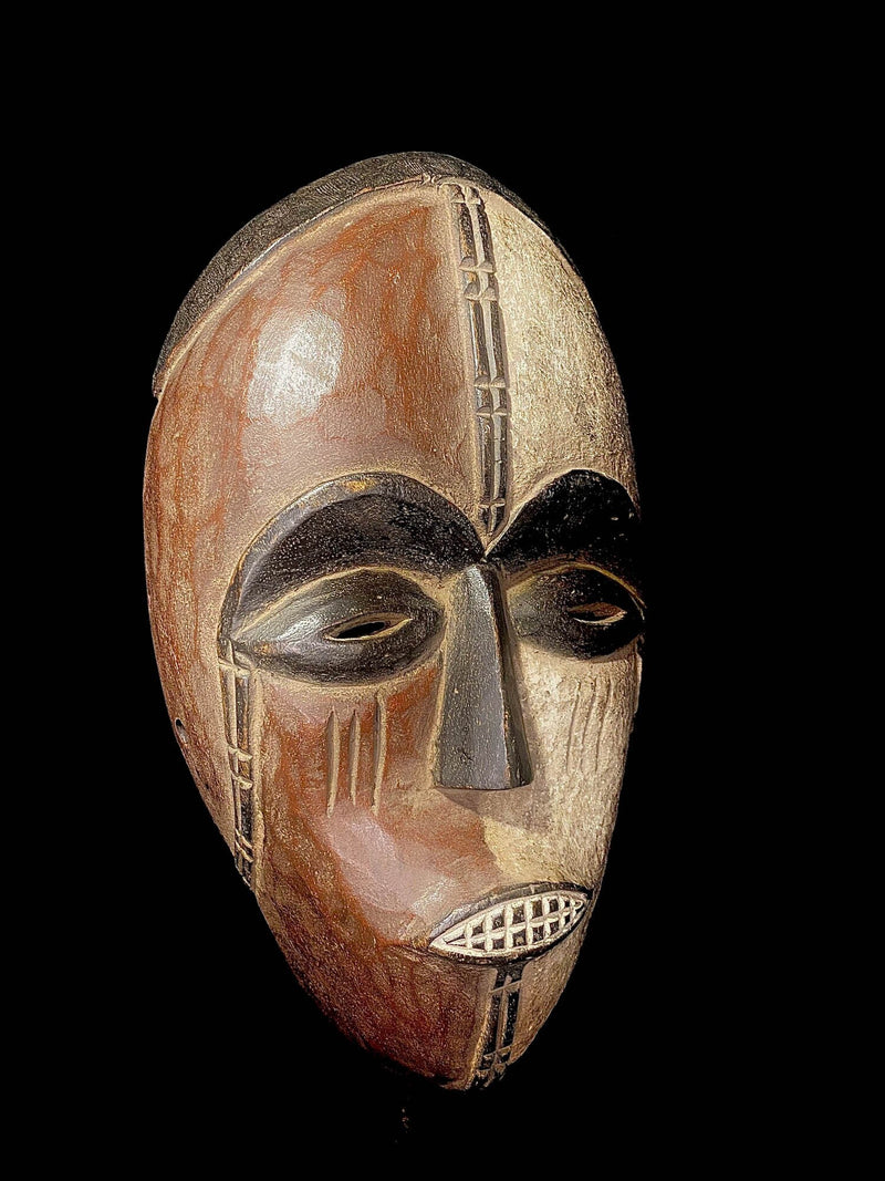 antique wall african mask Nigerian Igbo Wood Carved Maiden