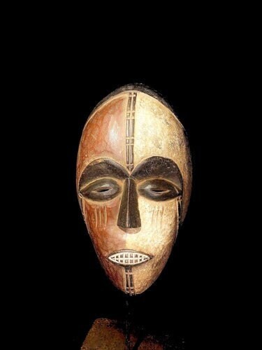 antique wall african mask Nigerian Igbo Wood Carved Maiden