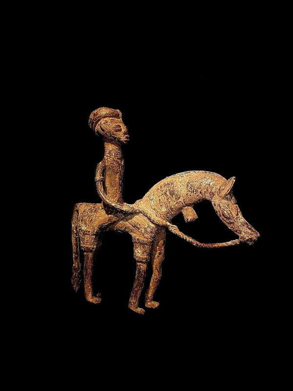 African Tribal Art Dogon Bronze Model of a Horse and Rider