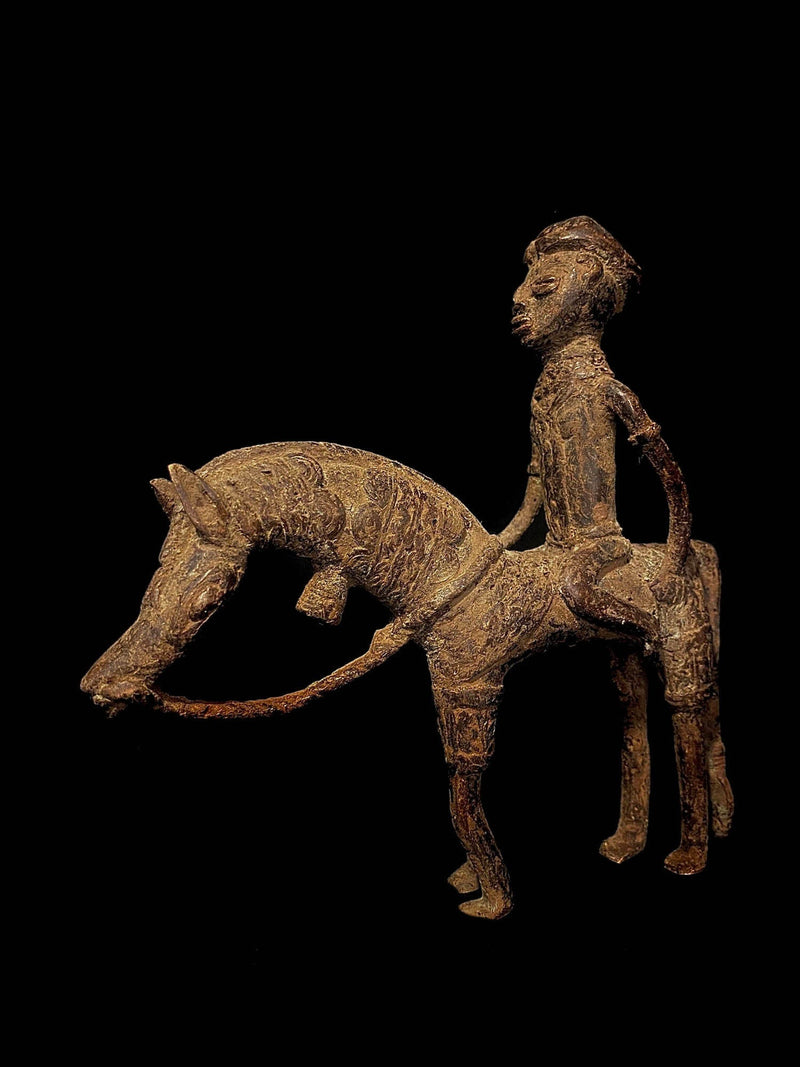 African Tribal Art Dogon Bronze Model of a Horse and Rider