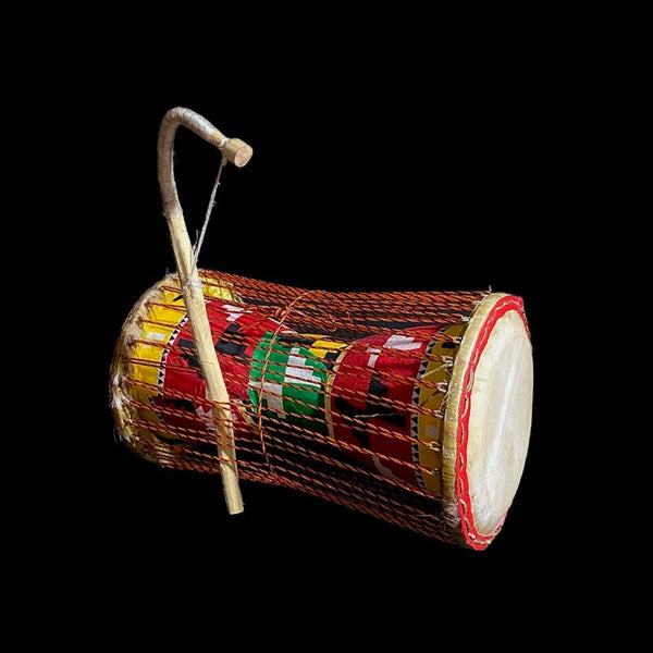 Drum-african W/kente Cloth Dondo Talking Drum West African