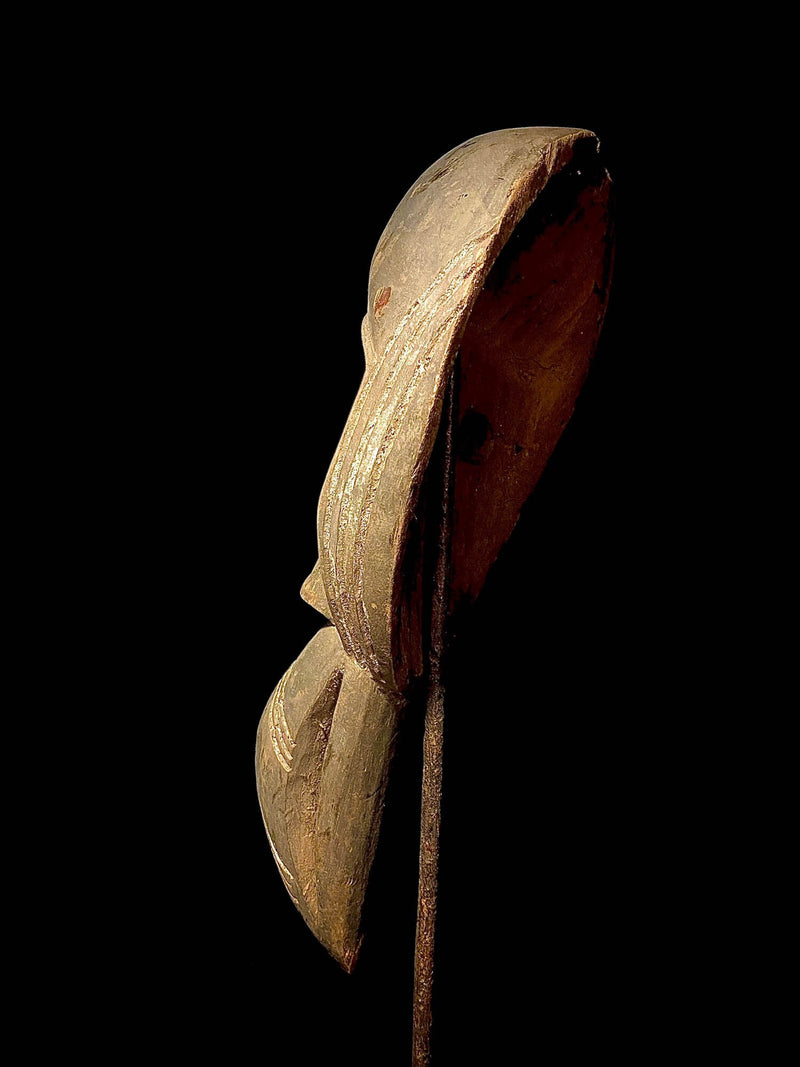 African Mask Vintage Hand Carved Wooden Decor Mask Dan Bird Mask, Liberia Coast- 1879