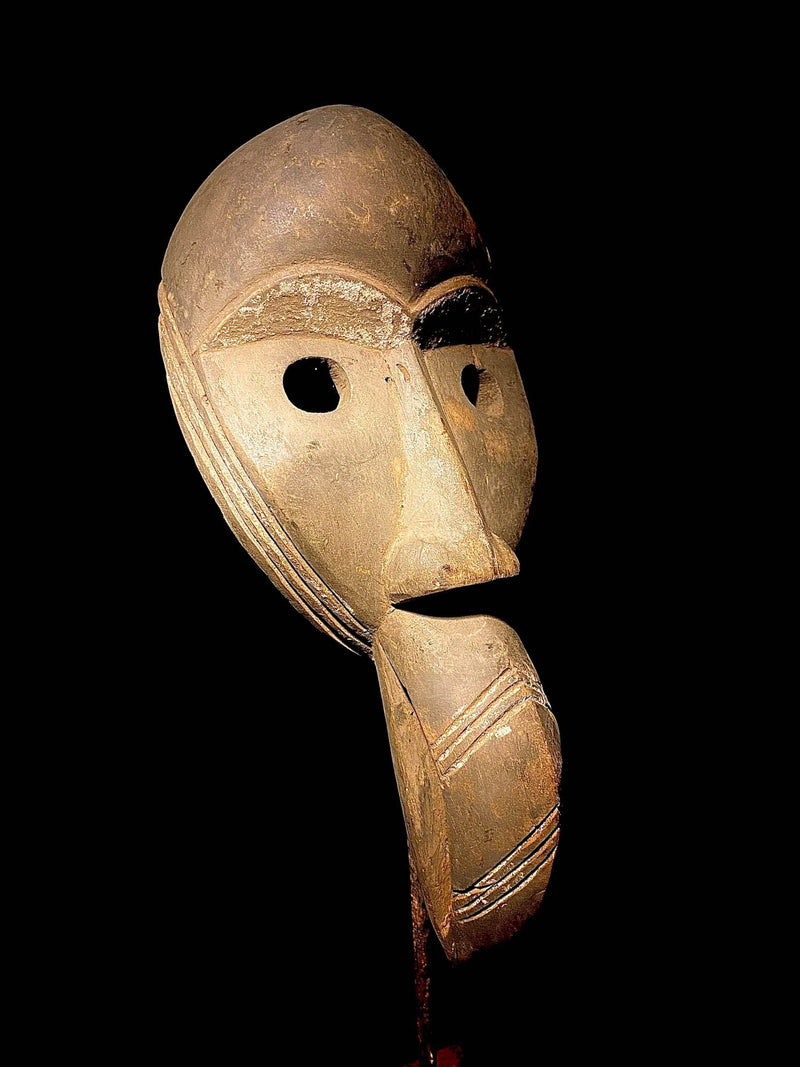 African Mask Vintage Hand Carved Wooden Decor Mask Dan Bird Mask, Liberia Coast- 1879