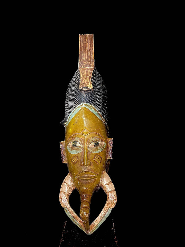 African mask Vintage Hand Carved Wooden Tribal African Guro Kweni Wood Mask- 3356