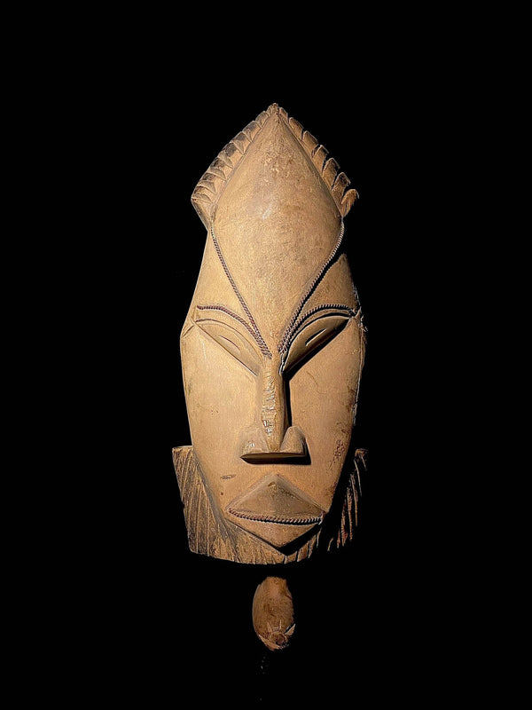 African Tribal Art Vintage Wooden Carved Fang mask Louvre African face masks for wall-3377
