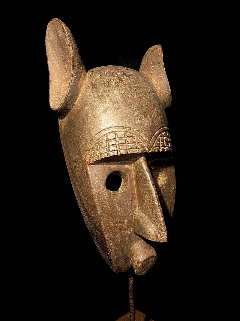 African Vintage Hand Carved Antique Collectibles Tribal Yaure Or Guro Mask-3370