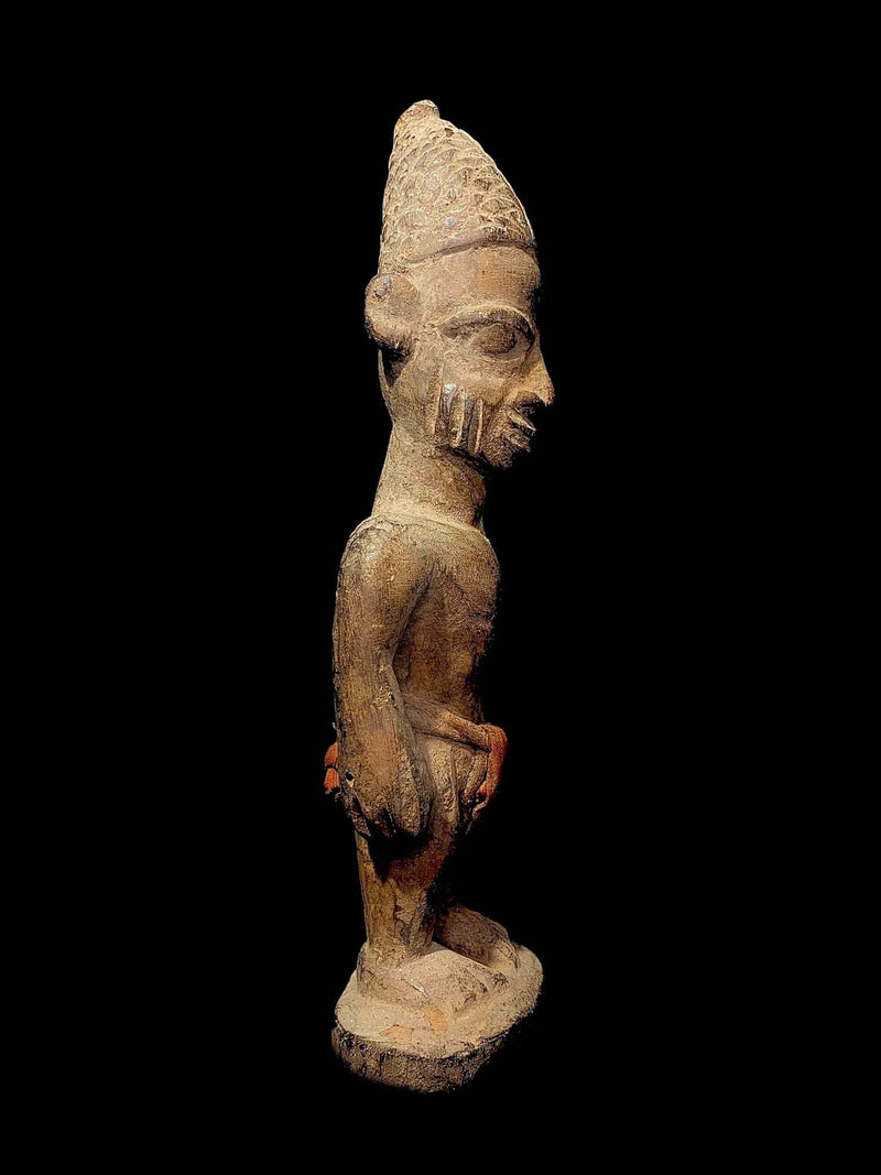 African Tribal Figure Wood Hand Carved Vintage Wall Hanging Figure Pombia-4150