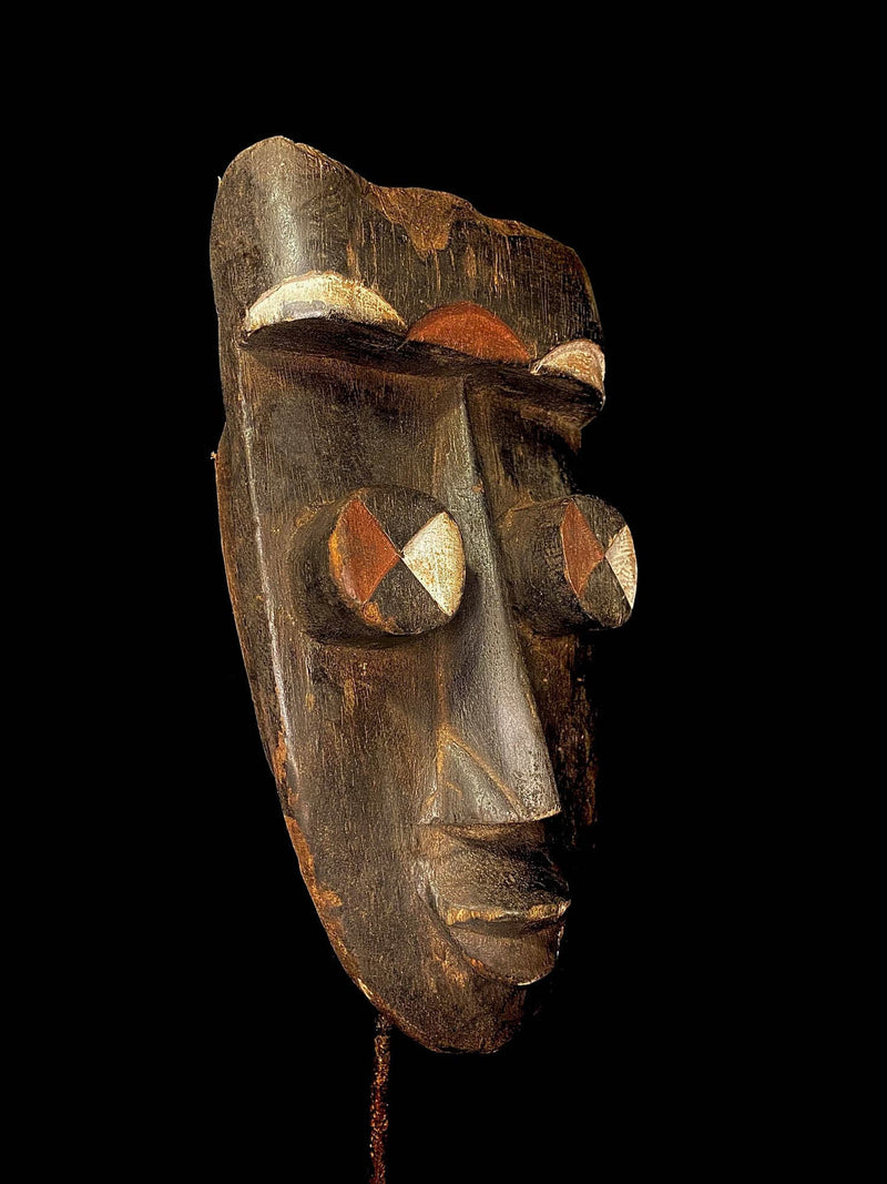 African mask antiques tribal Face vintage Wood Carved Hanging Grebo Kru-4421