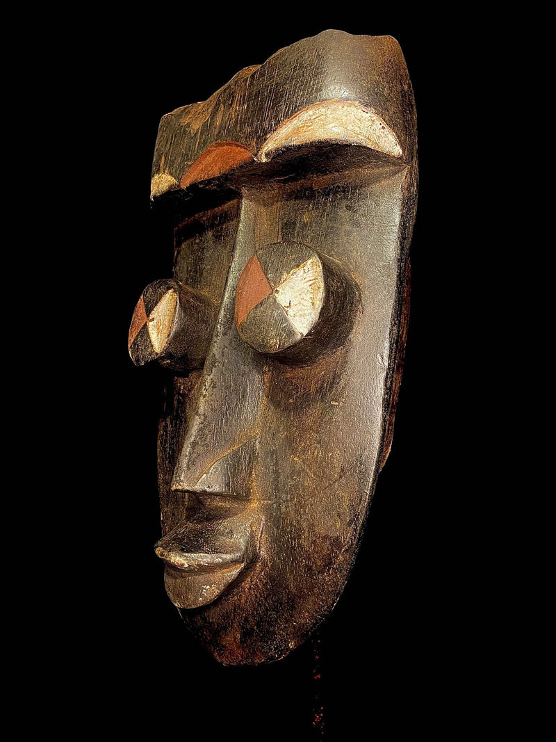 African mask antiques tribal Face vintage Wood Carved Hanging Grebo Kru-4421