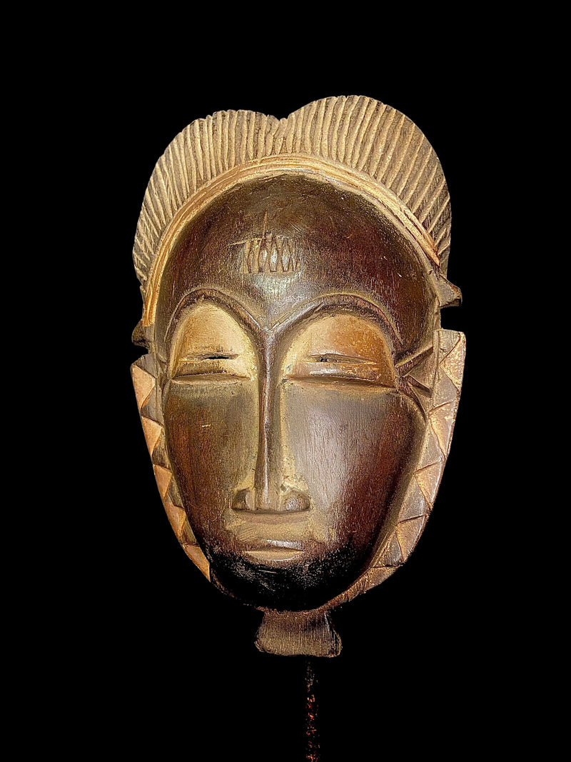 African Mask Antique Tribal Art Face Vintage Wood Carving Vintage Guro-4438