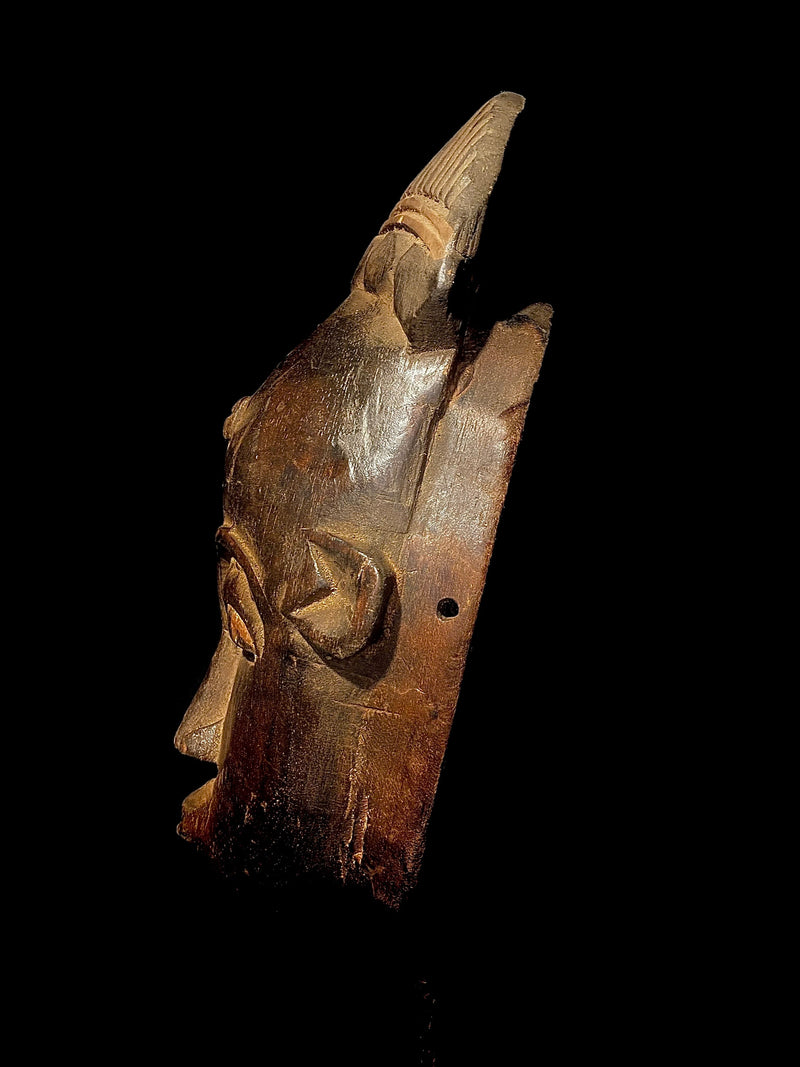 African mask antiques tribal Face vintage Wood Carved Hanging African Mask- 4445