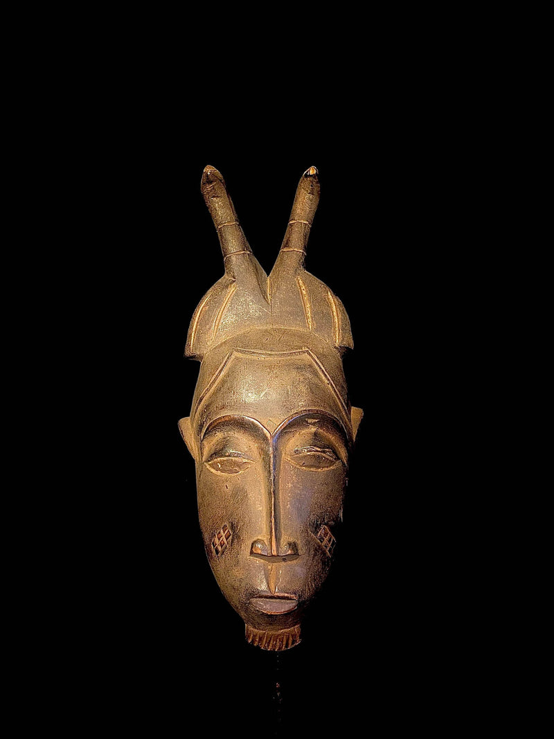 African mask Vintage Hand Carved Wooden Tribal African Art Face Baule Mask From Cameroon-4384