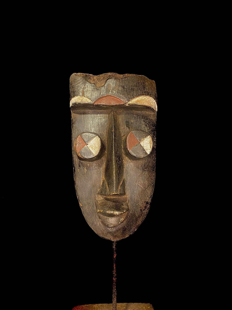 African mask antiques tribal Face vintage Wood Carved Hanging Grebo Kru-4421