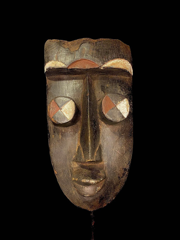 African mask antiques tribal Face vintage Wood Carved Hanging Grebo Kru-4421