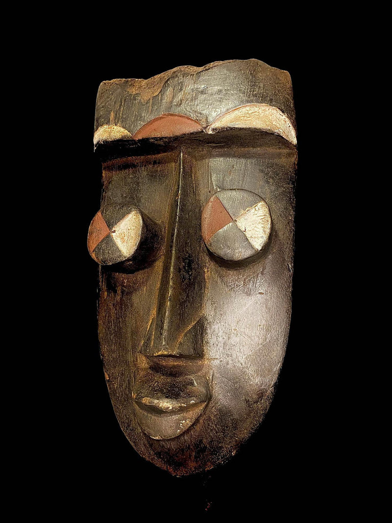 African mask antiques tribal Face vintage Wood Carved Hanging Grebo Kru-4421